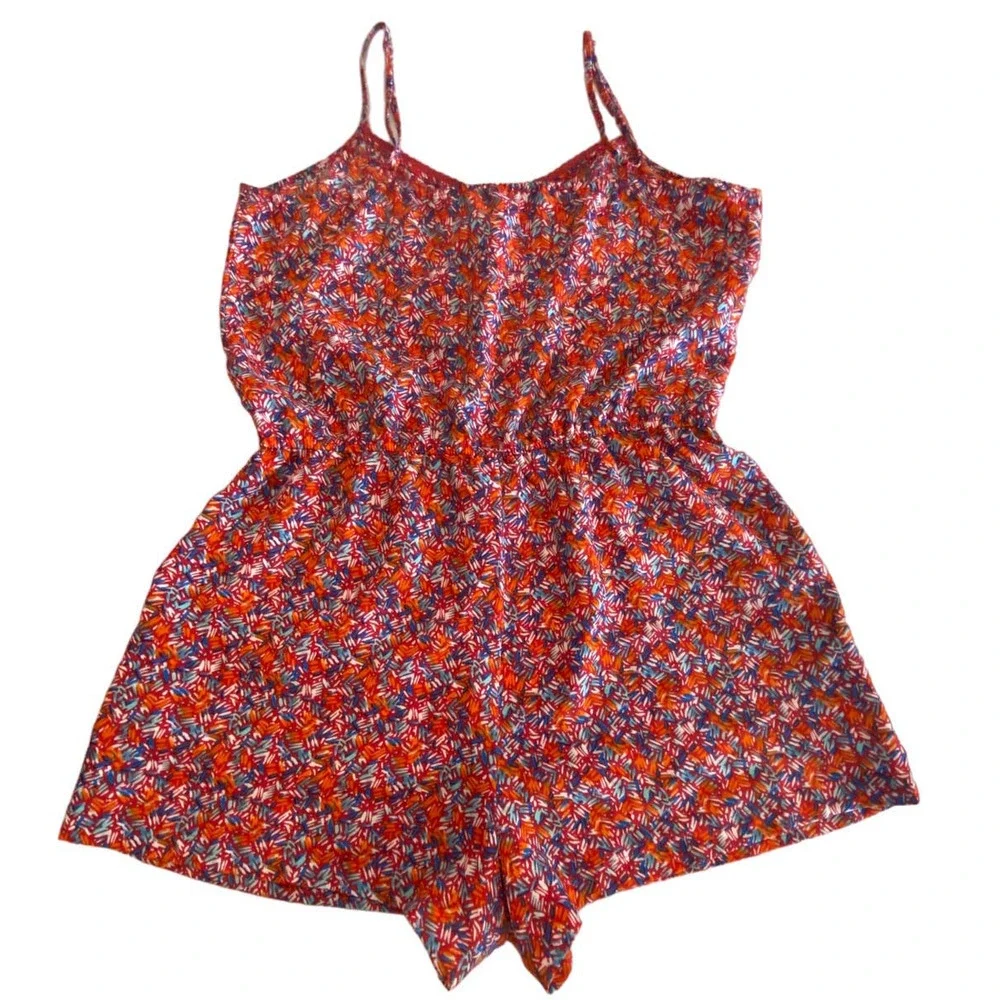 Forever‎ 21 Red Floral Cami Strap Romper